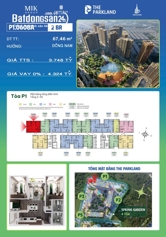 Bán Căn góc Ocean Park 2, 67,4m², view pháo hoa, 2PN+, 2WC, giá 3,748 tỷ.