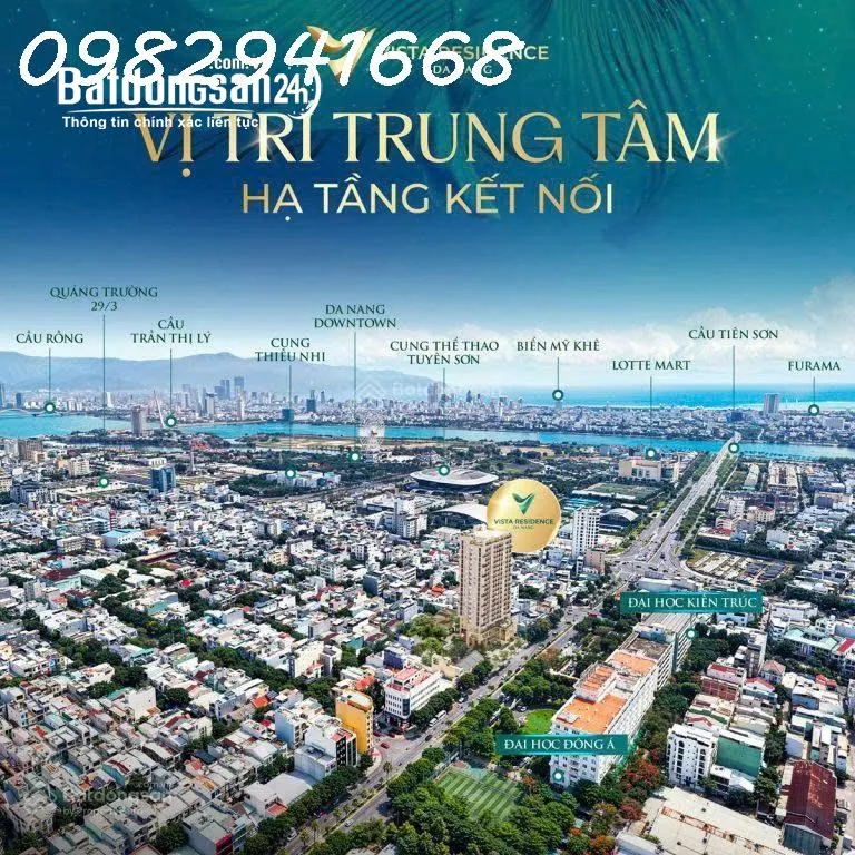Cho thuê căn hộ Vista Residence 82m2, 2PN view pháo hoa đẳng cấp giữa trung tâm ĐN.