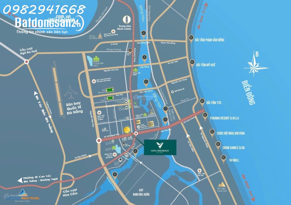 Cho thuê căn hộ Vista Residence 82m2, 2PN view pháo hoa đẳng cấp giữa trung tâm ĐN.