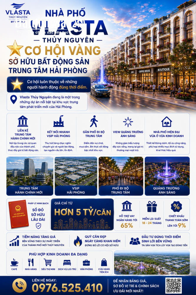 Vlasta Thủy Nguyên, nhà phố hiện đại, giá từ hơn 5 tỷ, pháp lý lâu dài.