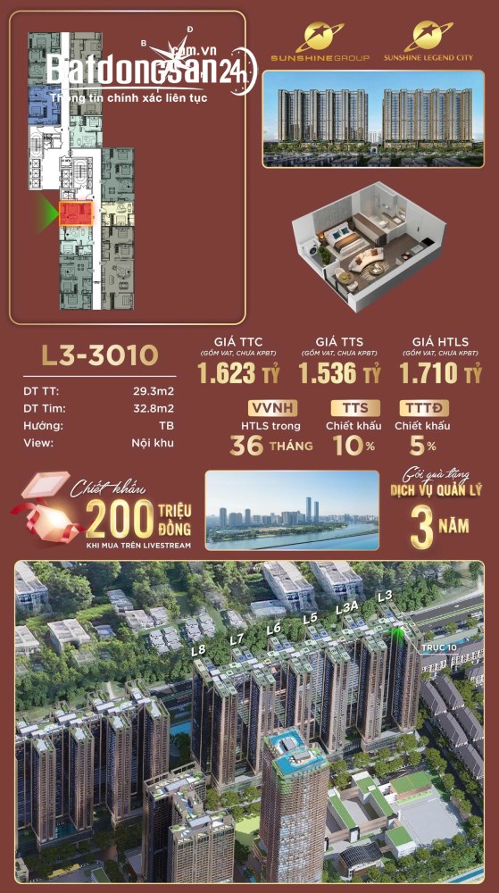 Độc Quyền Căn 1PN rẻ nhất dự án – SUNSHINE LEGEN CITY