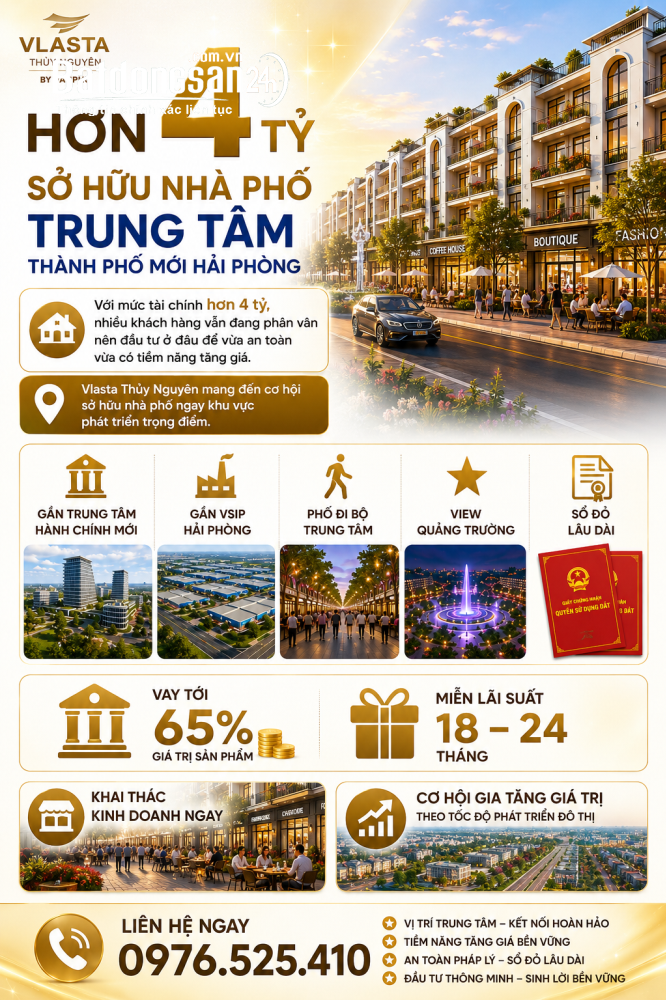 Nhà Phố Vlasta Thủy Nguyên Gần VSIP Hải Phòng: Khai Thác Dòng Tiền Đỉnh Cao
