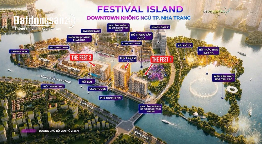 Hàng hot! Charmora City căn hộ pháo hoa toà The Fest 2, P. Nha Trang, giá chỉ 1 tỷ 8.