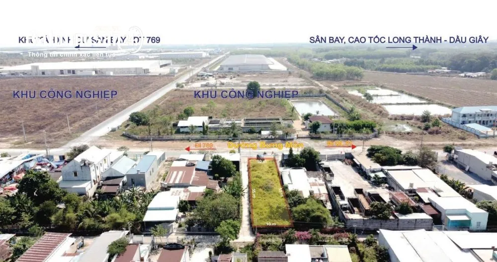 Bán lô đất siêu đẹp mặt tiền đường Bưng Môn, Long An, Long Thành, DT 555.3m2, giá TL.