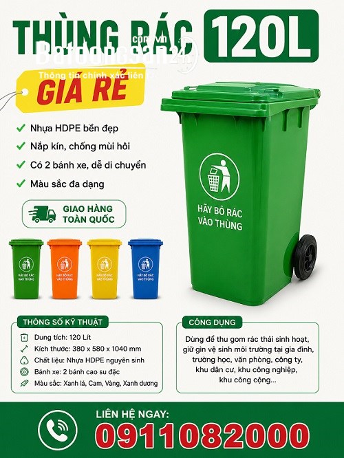  Sỉ lẻ thùng rác 120l 240l giá rẻ, miễn phí giao hàng toàn quốc- lh 0911082000