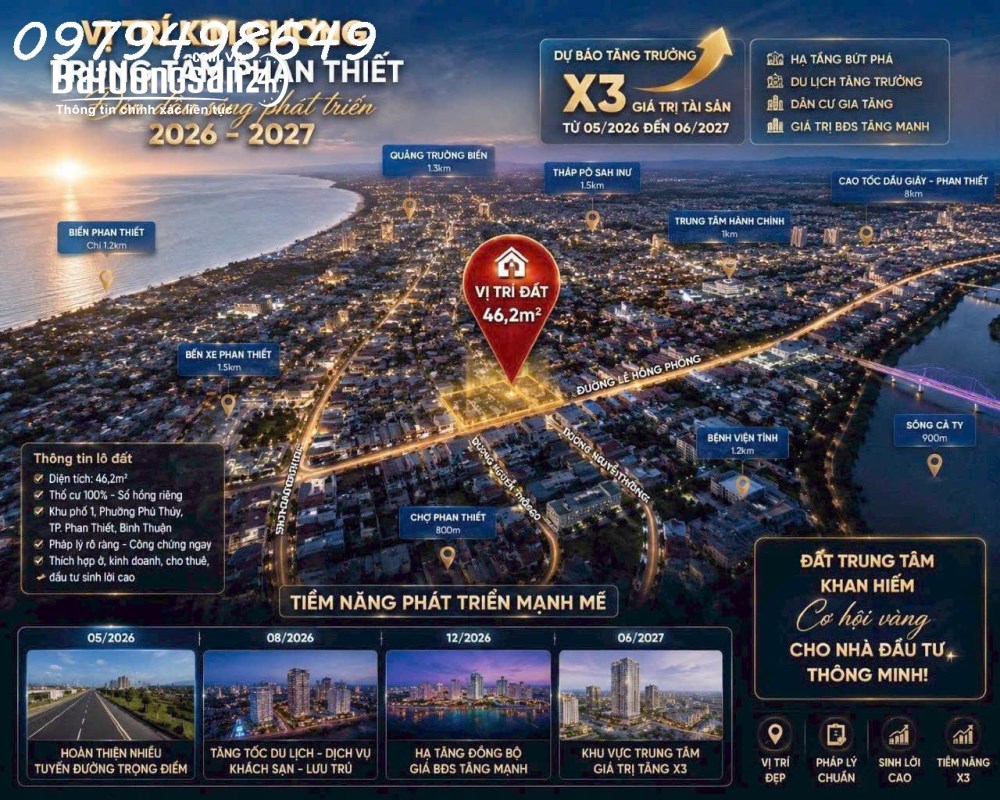  Đất trung tâm Phan Thiết 46,2m², sổ hồng riêng, khu dân cư hiện hữu.