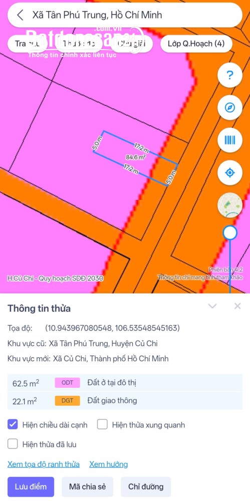 Đất 85,5m² cách Quốc lộ 22 chỉ 300m – đường ô tô vào tận cổng, Xã Củ Chi, TP Hồ Chí Minh.