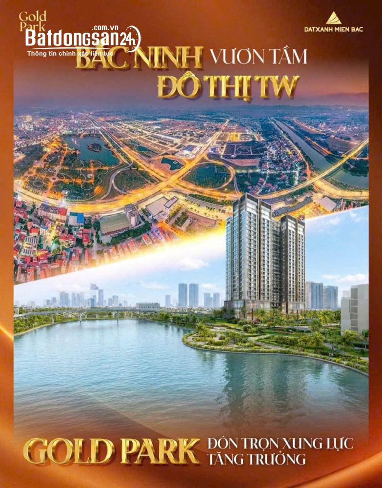 Bán căn hộ Gold Park Bắc Ninh 69,7m², 2PN+, view công viên hồ điều hòa, vốn ban đầu từ 600 triệu.